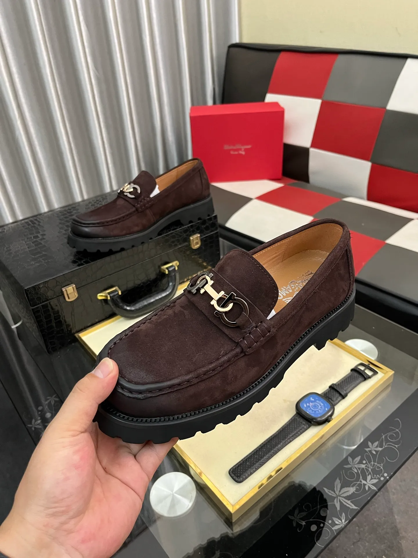Men's shoes 💰500⌚️⌚️[Salvatore Ferragamo] Ferragamo business leather shoes, 1:1 top purchasing quality, imported selected original open-edge beaded calfskin for the uppers, imported original water-dyed cowhide for the inner feet, imported original customized Italian handmade lightweight foam outsole, size: 38-44 2️⃣colors available